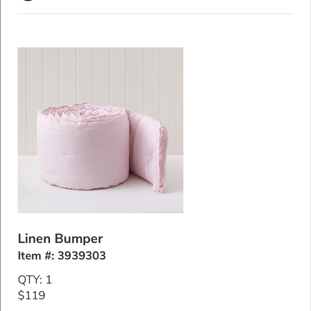 Pottery Barn Kid Pink Linen Bumper